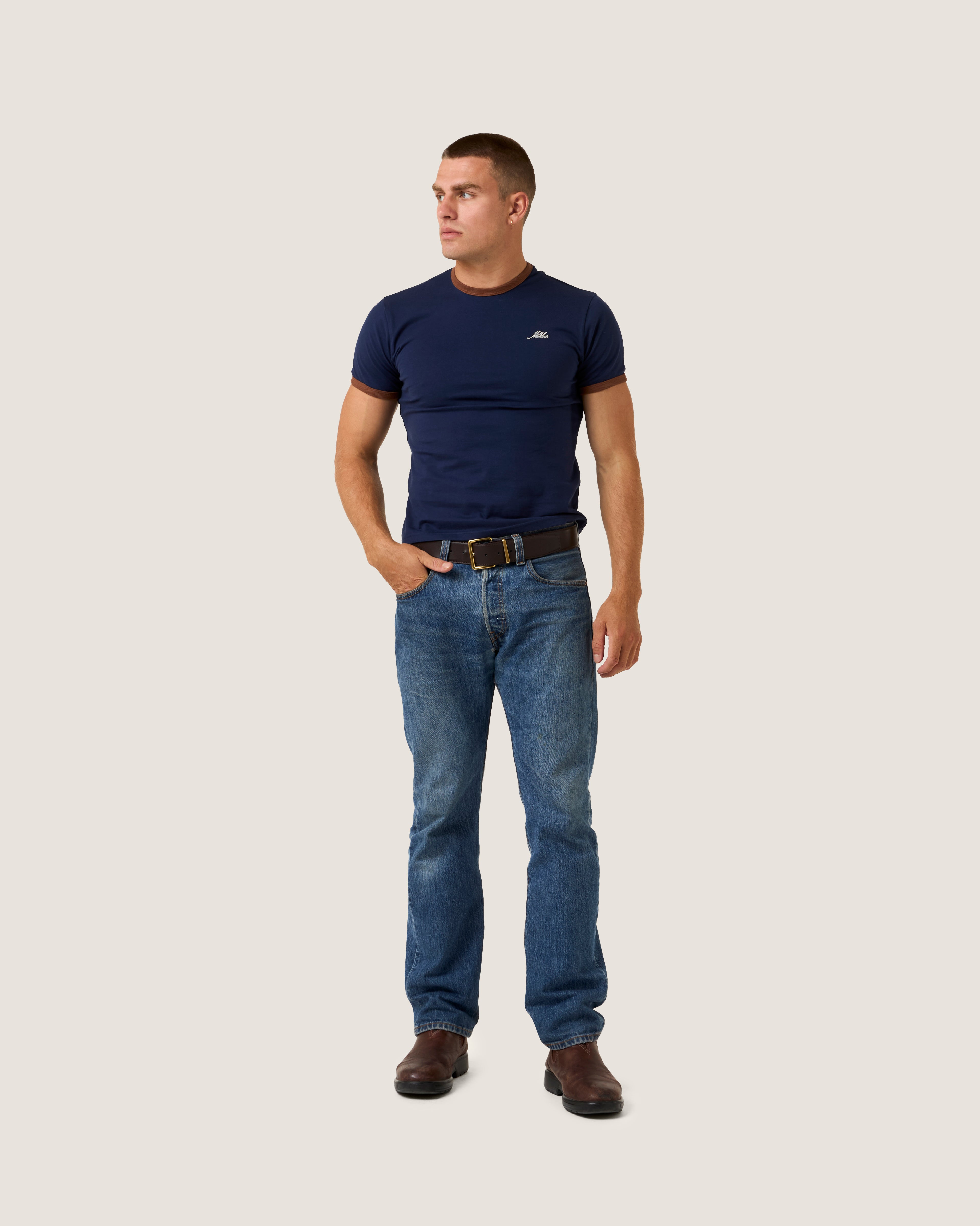 Ringer T-Shirt (Navy/Brown) – Milkbar