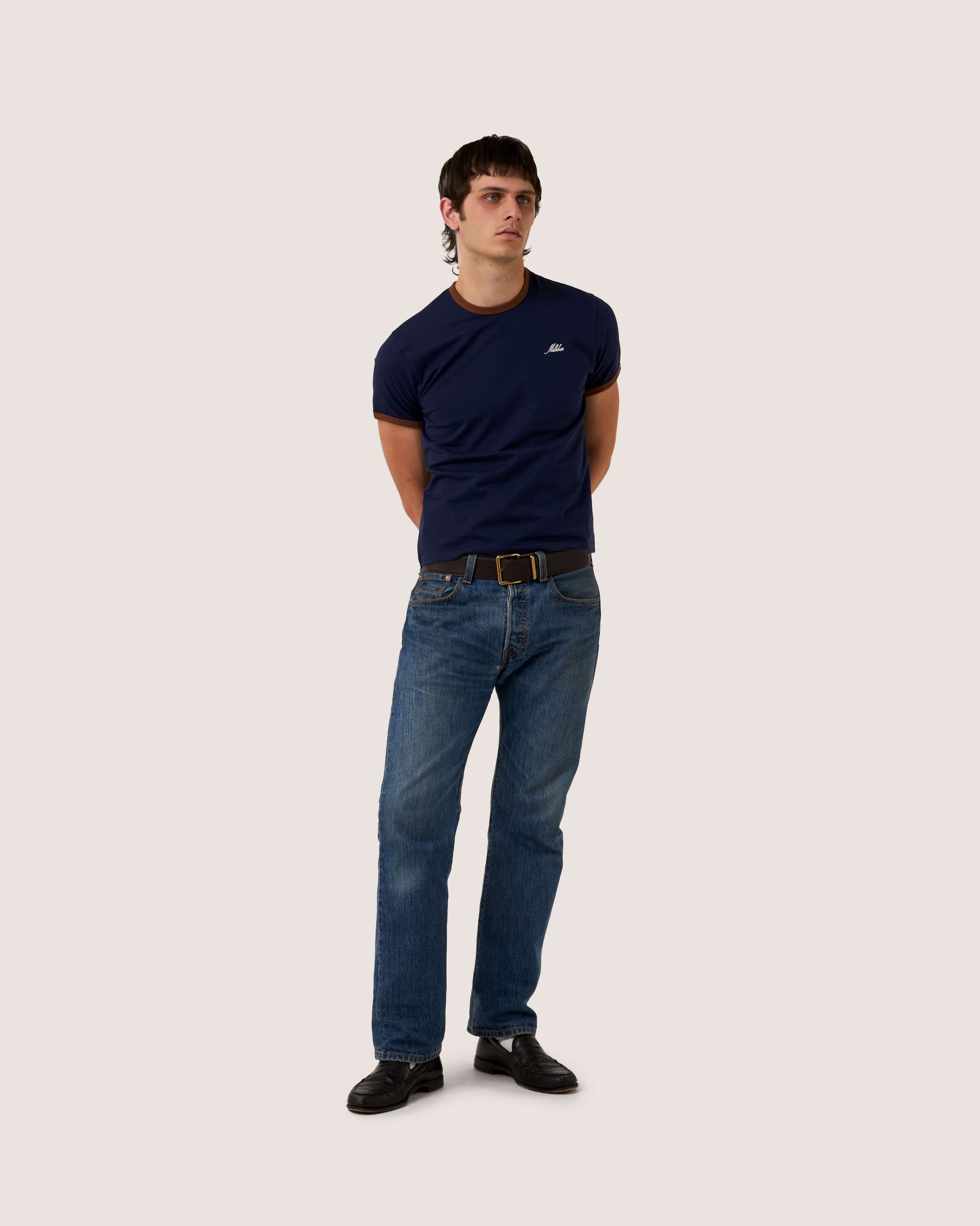 Ringer T-Shirt (Navy/Brown) – Milkbar