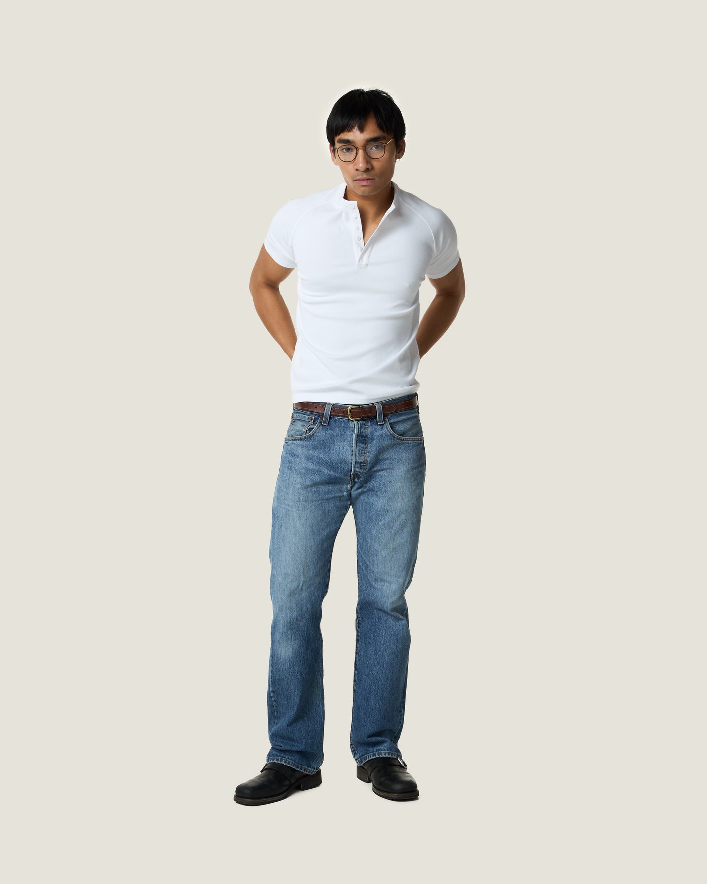 Short Sleeve Henley T-Shirt (Dirty White)