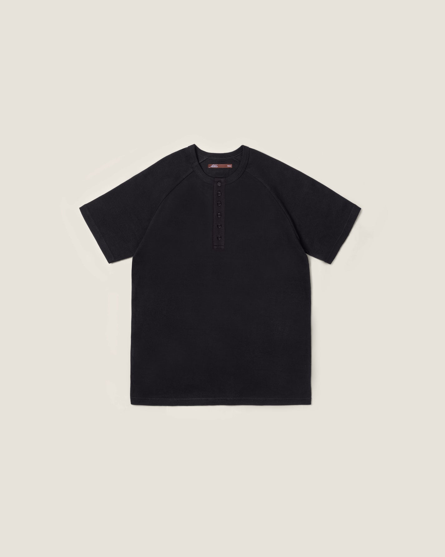 Short Sleeve Henley T-Shirt (Long Black)