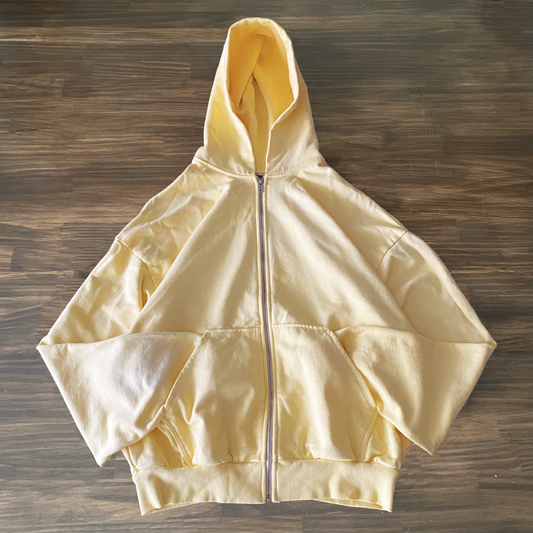 Cropped Relaxed Zip Up Hoodie (VL Canary Yellow)