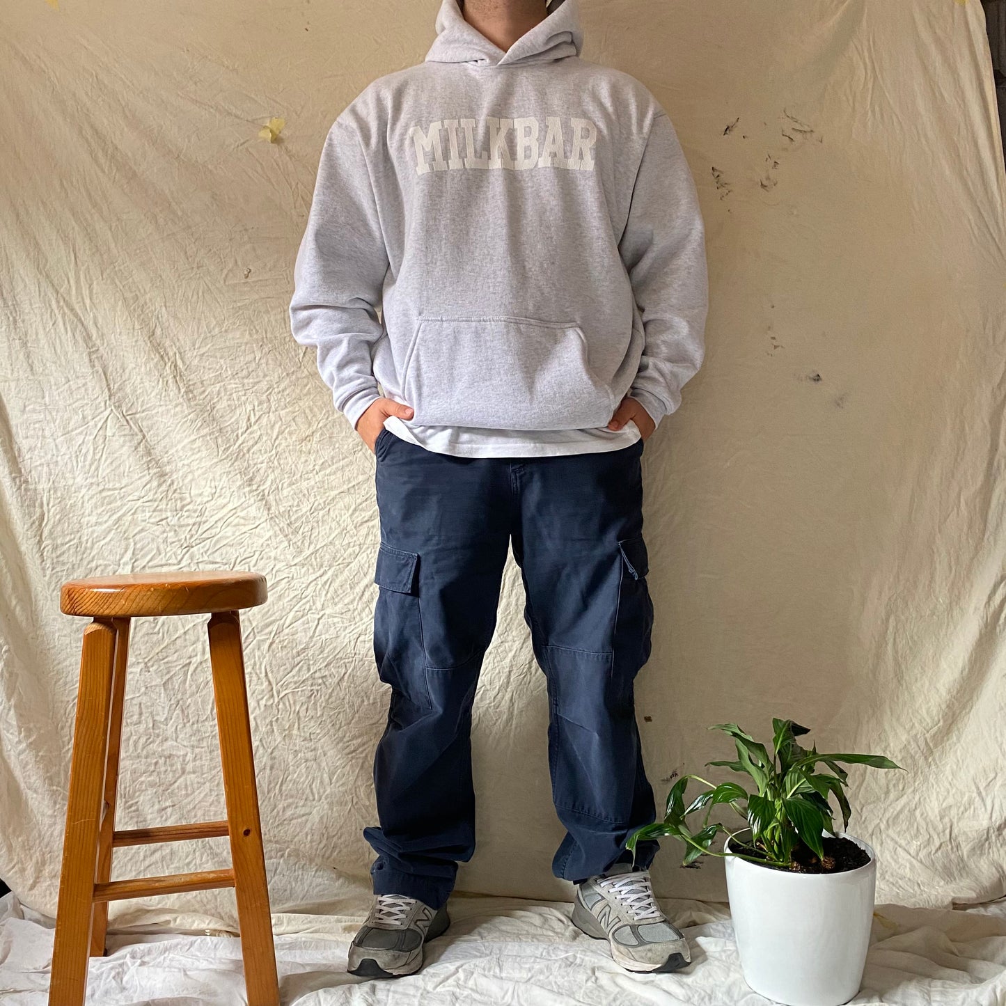 College Hoodie Oversized V-Fit (Milk Marle)