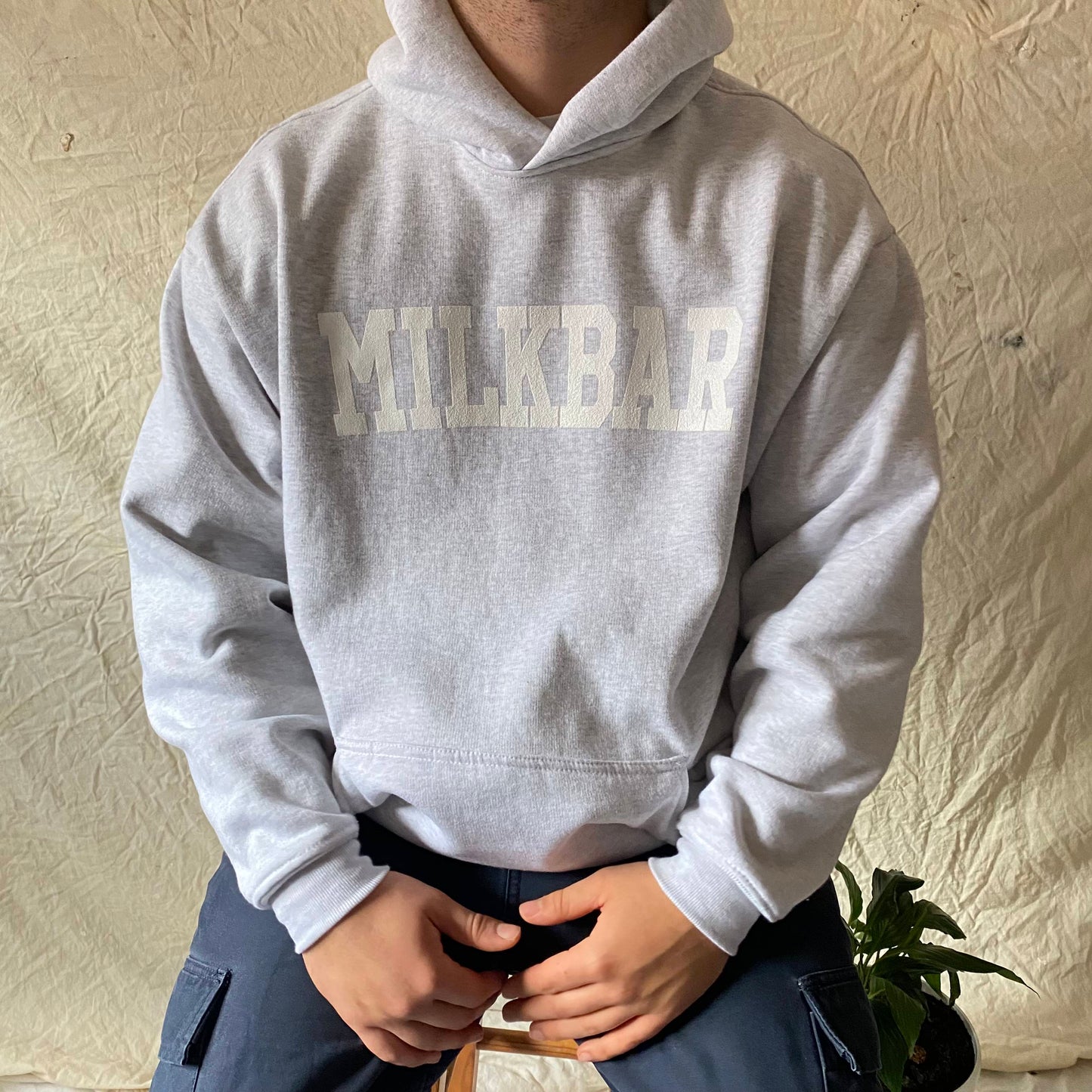 College Hoodie Oversized V-Fit (Milk Marle)